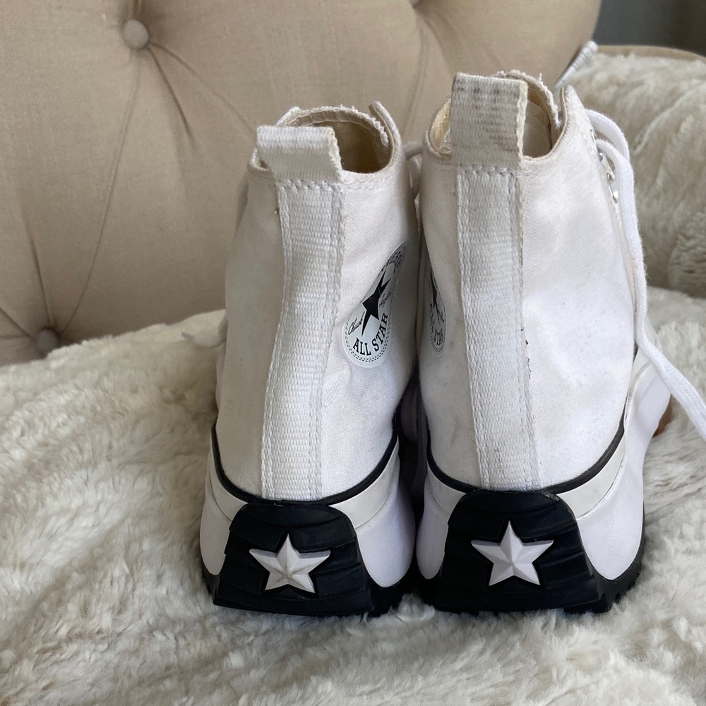 Converse White High-Top Platform Chuck Taylor Sneakers with Gum Outsole - Picture 9 of 11
